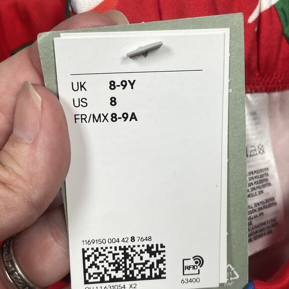 H&M Sweatpants Boys Size 8 Red Dinosaur Christmas Joggers Elastic Graphic NWT - Picture 3 of 7